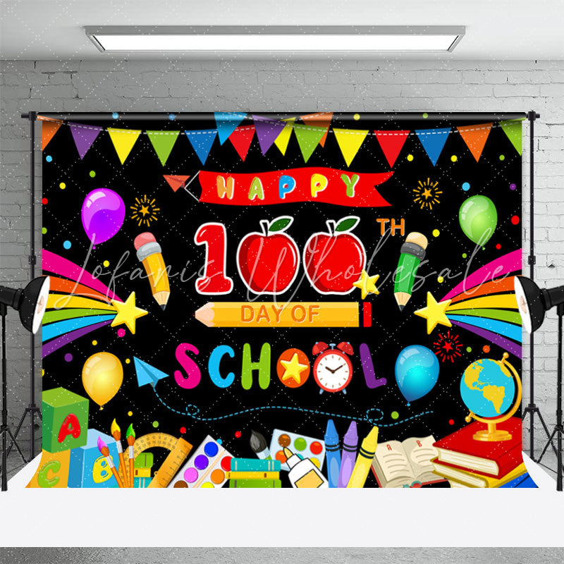 Lofaris 100th Day Apple Pen Black Back To School Backdrop