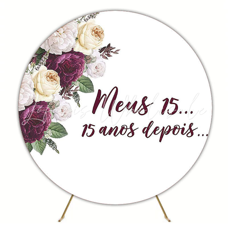 15 Years Flowers Round Backdrop for Anniversary Event