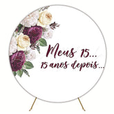 15 Years Flowers Round Backdrop for Anniversary Event
