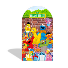 Sesame Street Theme Happy Birthday Party Arch Backdrop Wall Cloth Cover