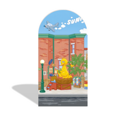 Sesame Street Theme Happy Birthday Party Arch Backdrop Wall Cloth Cover