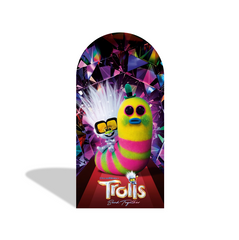 Trolls Theme Cartoon Arch Backdrop Wall Cloth Cover For Birthday Baby Shower Party