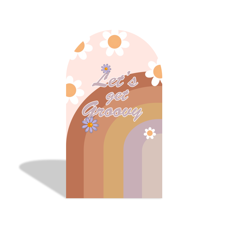 Let?¡¥s Groovy Happy Birthday Baby Shower Party Arch Backdrop Wall Cloth Cover