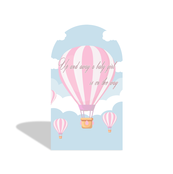 Pink Hot Air Balloon Arch Backdrop Wall Cloth Cover For Birthday Baby Shower Party