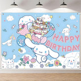 (7 Day Delivery) Blue Sanrio Cinnamoroll Dog Happy Birthday Backdrop For Kids