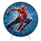 Blue Super Hero Spider Man Marvel Round Birthday Backdrop For Boys