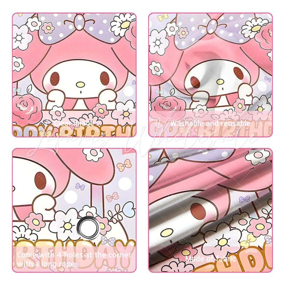 (7 Day Delivery) Cartoon My Melody Sanrio Rabbit Happy Birthday Backdrop For Kids