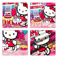 (7 Day Delivery) Cartoon Pink Hello Kitty Sanrio Cat Cake Happy Birthday Backdrop
