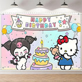 (7 Day Delivery) Cartoon Sanrio Hello Kitty Kuromi Happy Birthday Backdrop