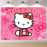 (7 Day Delivery) Glitter Hello Kitty Cartoon Cartoon Cat Happy Birthday Backdrop