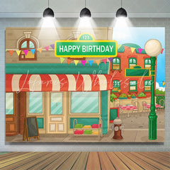 (7 Day Delivery) Lofaris Animated House Street Birthday Backdrop for Decor