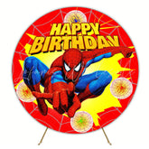 Marvel Super Hero Spider Man Round Happy Birthday Backdrop For Boys