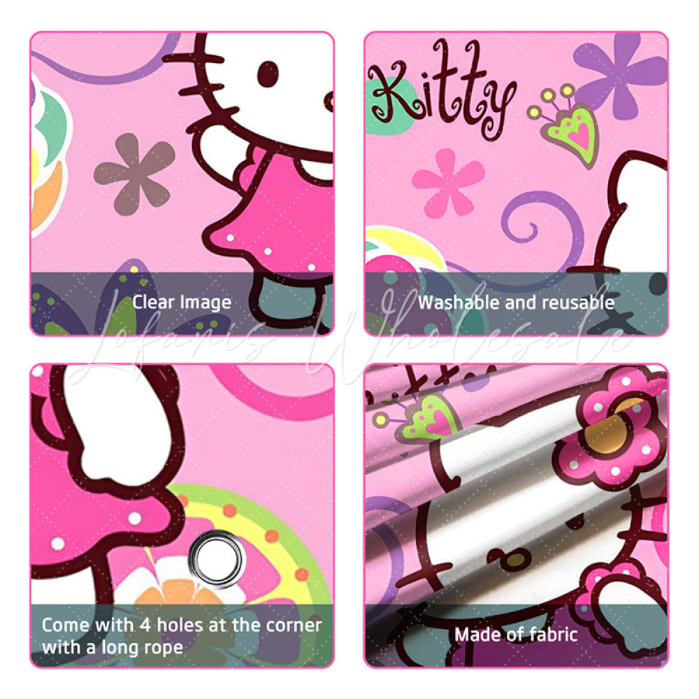 (7 Day Delivery) Pink Hello Kitty Cartoon Cat Happy Birthday Backdrop For Kids