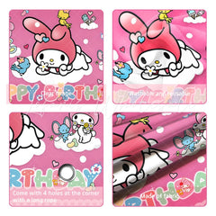 (7 Day Delivery) Pink Sanrio My Melody Cartoon Girls Happy Birthday Backdrop