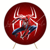 Red Marvel Spider Man Superhero Round Birthday Backdrop For Boys