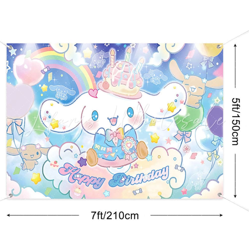 (7 Day Delivery) Sanrio Cinnamoroll Blue Cartoon Dog Happy Birthday Backdrop