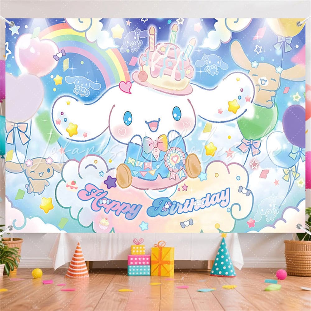 (7 Day Delivery) Sanrio Cinnamoroll Blue Cartoon Dog Happy Birthday Backdrop