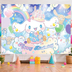 (7 Day Delivery) Sanrio Cinnamoroll Blue Cartoon Dog Happy Birthday Backdrop