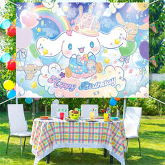 (7 Day Delivery) Sanrio Cinnamoroll Blue Cartoon Dog Happy Birthday Backdrop