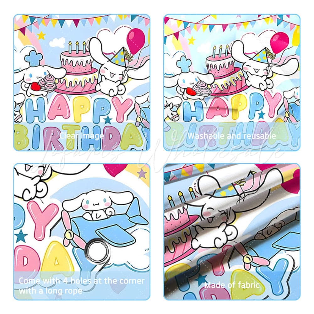 (7 Day Delivery) Sanrio Cinnamoroll Cartoon Dog Happy Birthday Backdrop For Kids