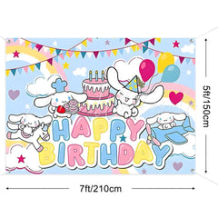 (7 Day Delivery) Sanrio Cinnamoroll Cartoon Dog Happy Birthday Backdrop For Kids