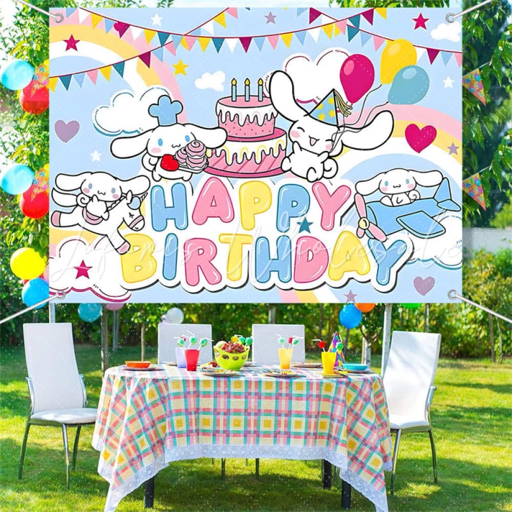 (7 Day Delivery) Sanrio Cinnamoroll Cartoon Dog Happy Birthday Backdrop For Kids