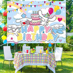 (7 Day Delivery) Sanrio Cinnamoroll Cartoon Dog Happy Birthday Backdrop For Kids