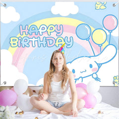 (7 Day Delivery) Sanrio Cinnamoroll Cartoon Dog Rainbow Happy Birthday Backdrop