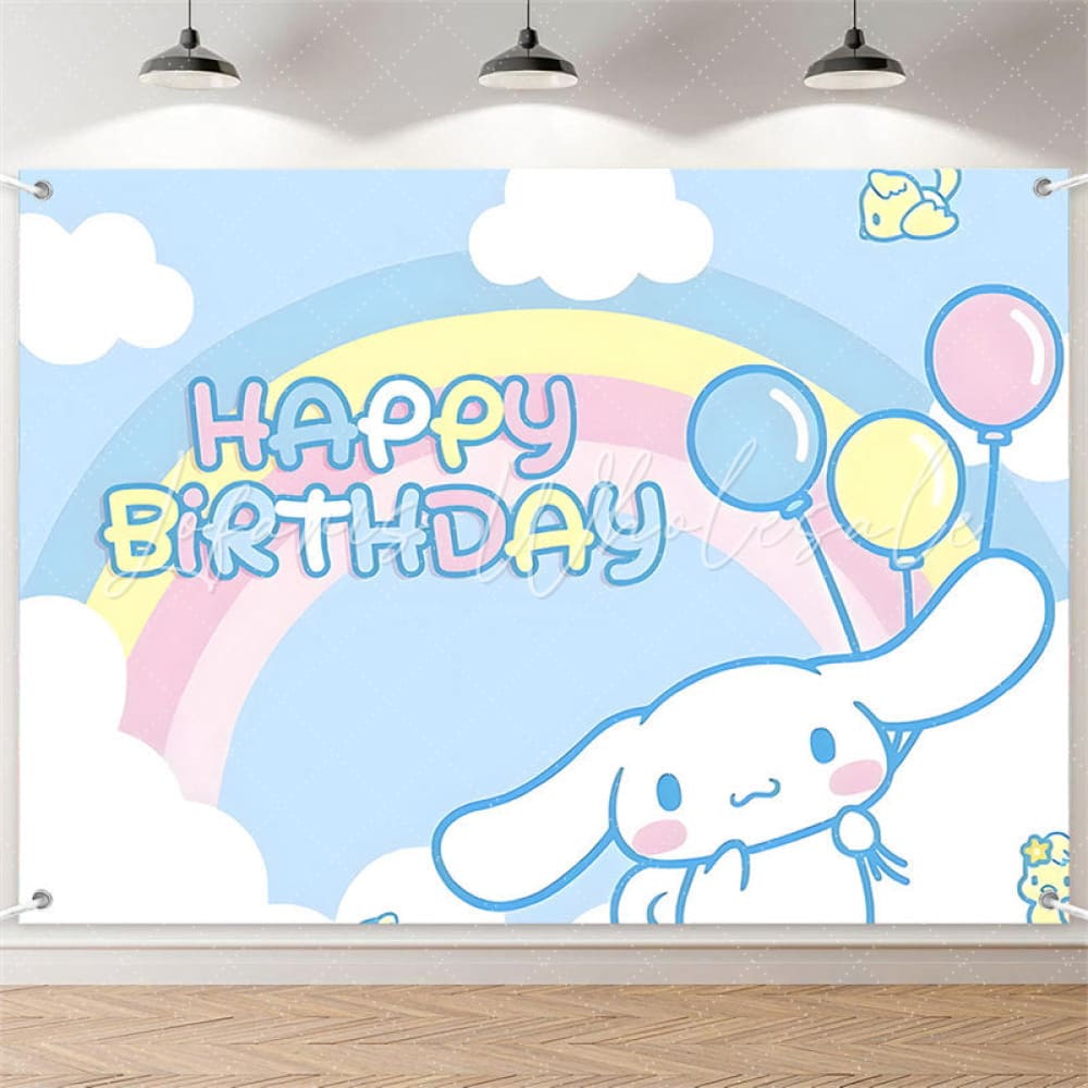 (7 Day Delivery) Sanrio Cinnamoroll Cartoon Dog Rainbow Happy Birthday Backdrop