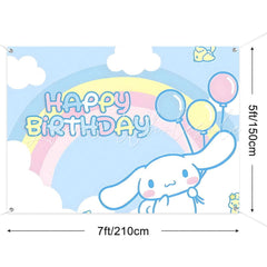 (7 Day Delivery) Sanrio Cinnamoroll Cartoon Dog Rainbow Happy Birthday Backdrop