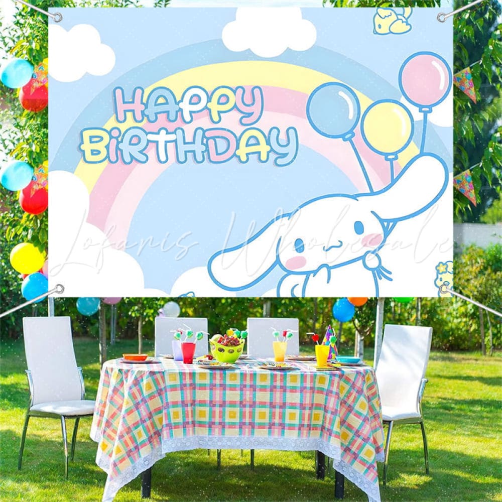 (7 Day Delivery) Sanrio Cinnamoroll Cartoon Dog Rainbow Happy Birthday Backdrop