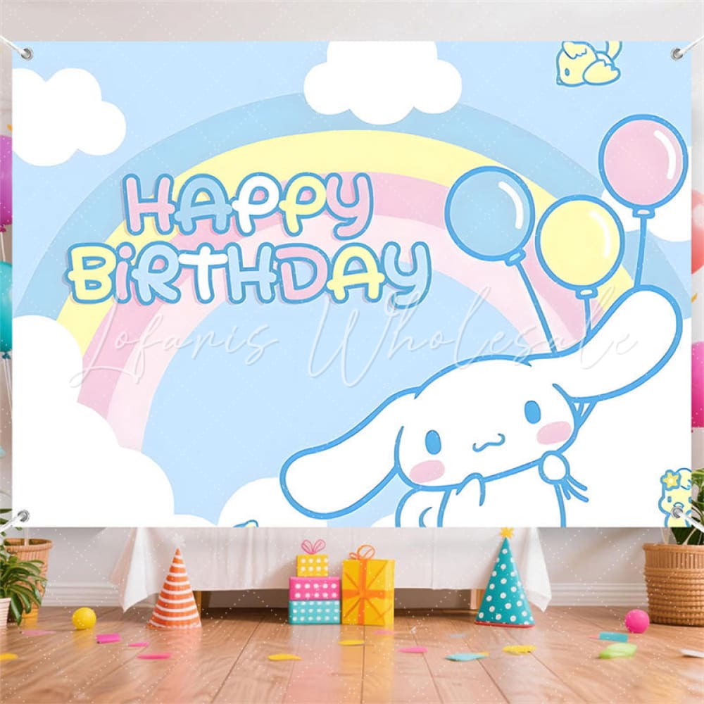 (7 Day Delivery) Sanrio Cinnamoroll Cartoon Dog Rainbow Happy Birthday Backdrop