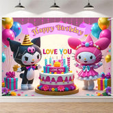 (7 Day Delivery) Sanrio Kuromi My Melody Love You Happy Birthday Backdrop
