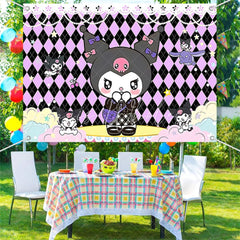 (7 Day Delivery) Sanrio Purple Kuromi Cartoon Rabbit Happy Birthday Backdrop