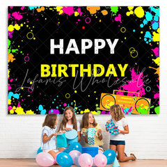 Lofaris 90S 80S Themed Graffiti Wall Happy Birthday Backdrop