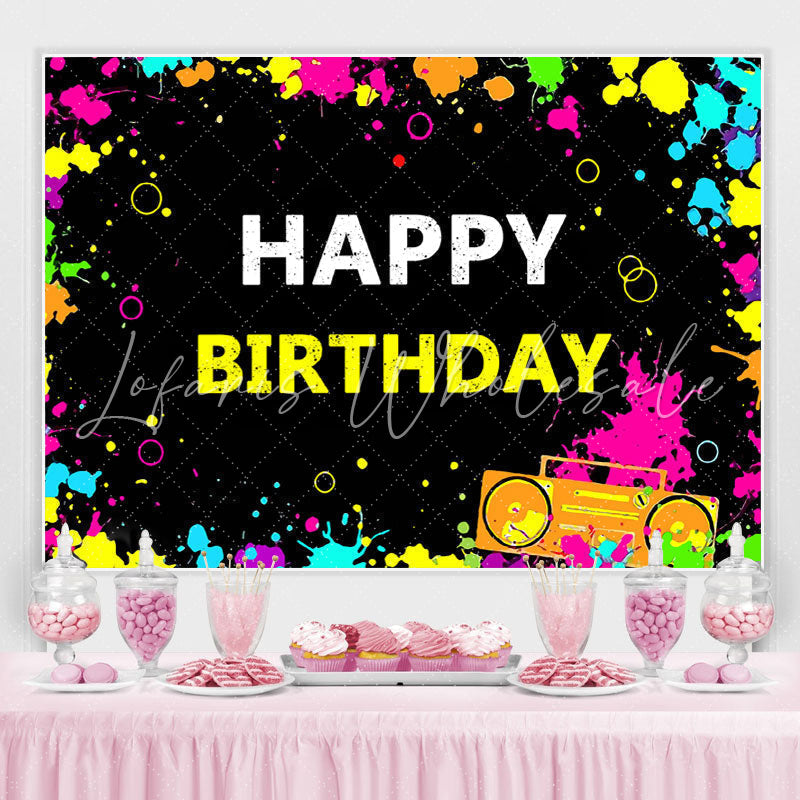 Lofaris 90S 80S Themed Graffiti Wall Happy Birthday Backdrop