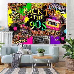 Lofaris 90S Hip Hop Graffiti Brick Retro Radio Fashion Birthday Backdrop