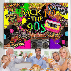 Lofaris 90S Hip Hop Graffiti Brick Retro Radio Fashion Birthday Backdrop
