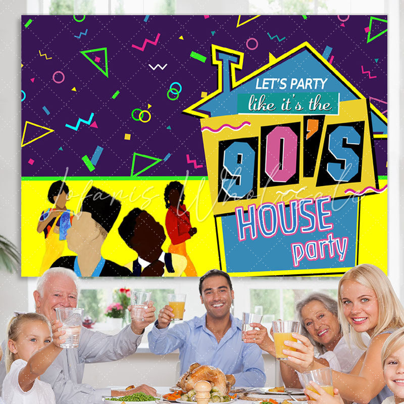 Lofaris 90¡¯S House Party And Abstract Lines Birthday Backdrop