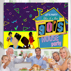 Lofaris 90¡¯S House Party And Abstract Lines Birthday Backdrop