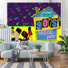 Lofaris 90¡¯S House Party And Abstract Lines Birthday Backdrop