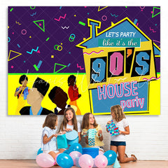 Lofaris 90¡¯S House Party And Abstract Lines Birthday Backdrop