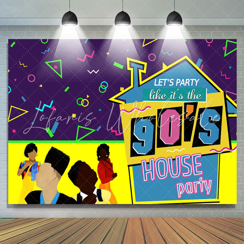 Lofaris 90¡¯S House Party And Abstract Lines Birthday Backdrop