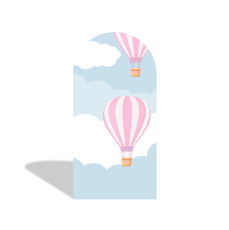 Pink Hot Air Balloon Arch Backdrop Wall Cloth Cover For Birthday Baby Shower Party