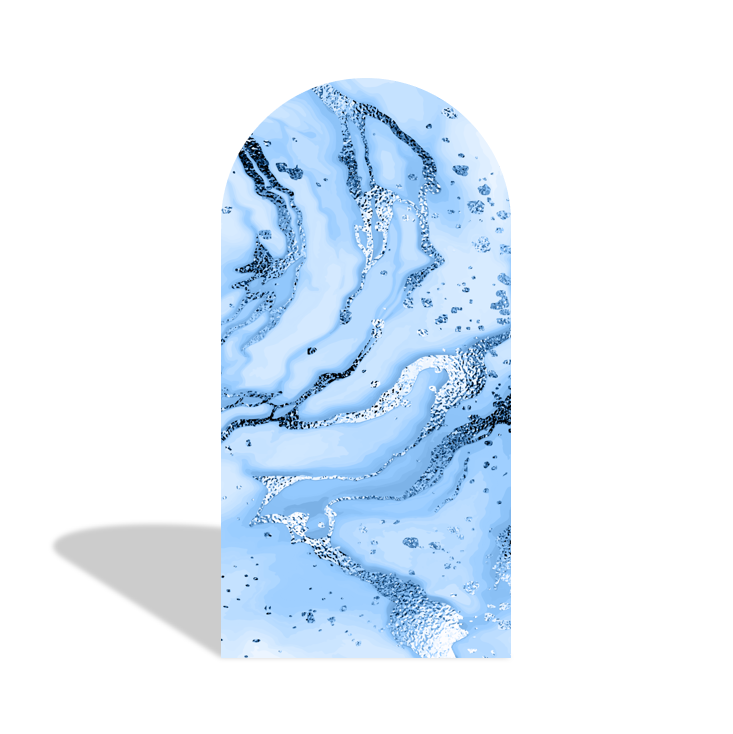 Blue Marble Upholstery Quilted Happy Birthday Party Arch Backdrop Wall Cloth Cover