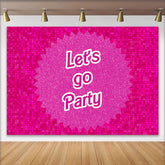 Lofaris Pink Glitter Party Birthday Backdrop with Lets Go Party Text, Vibrant Pixelated Background for Celebration Photoshoot