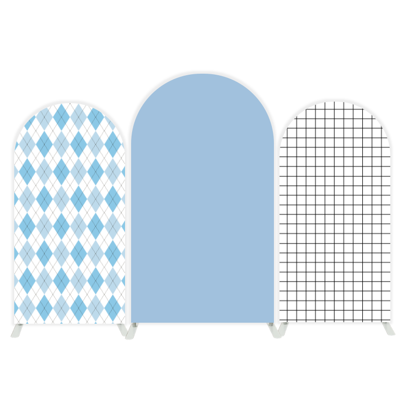 Light Blue Grid arch Birthday Party Arch Backdrop Wall Cloth Cover