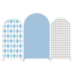 Light Blue Grid arch Birthday Party Arch Backdrop Wall Cloth Cover