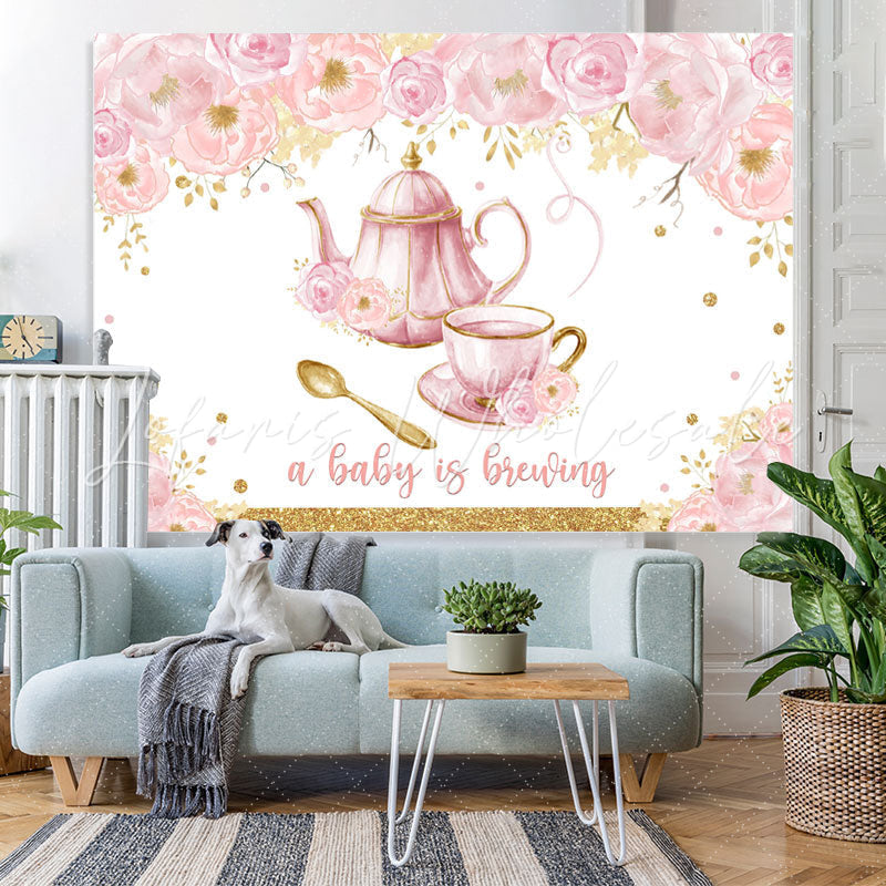 Lofaris A Baby Is Breuing Floral Backdrop for Shower