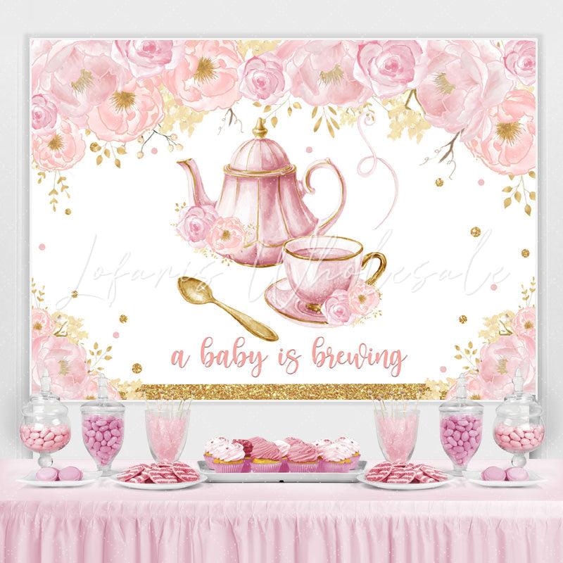 Lofaris A Baby Is Breuing Floral Backdrop for Shower